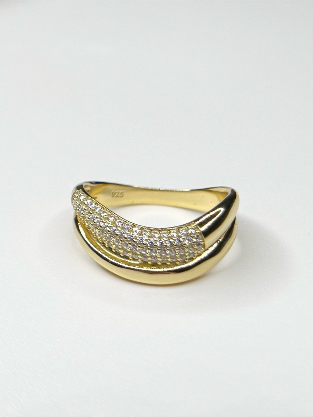 Sterling Silver & 18K Gold Plated Pavé Wave Ring (video) women’s jewelry